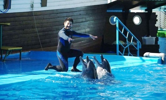 Михаил Галустян устроил шоу в дельфинарии